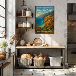 Amalfi Coast Romantic Seascape Art Poster Print