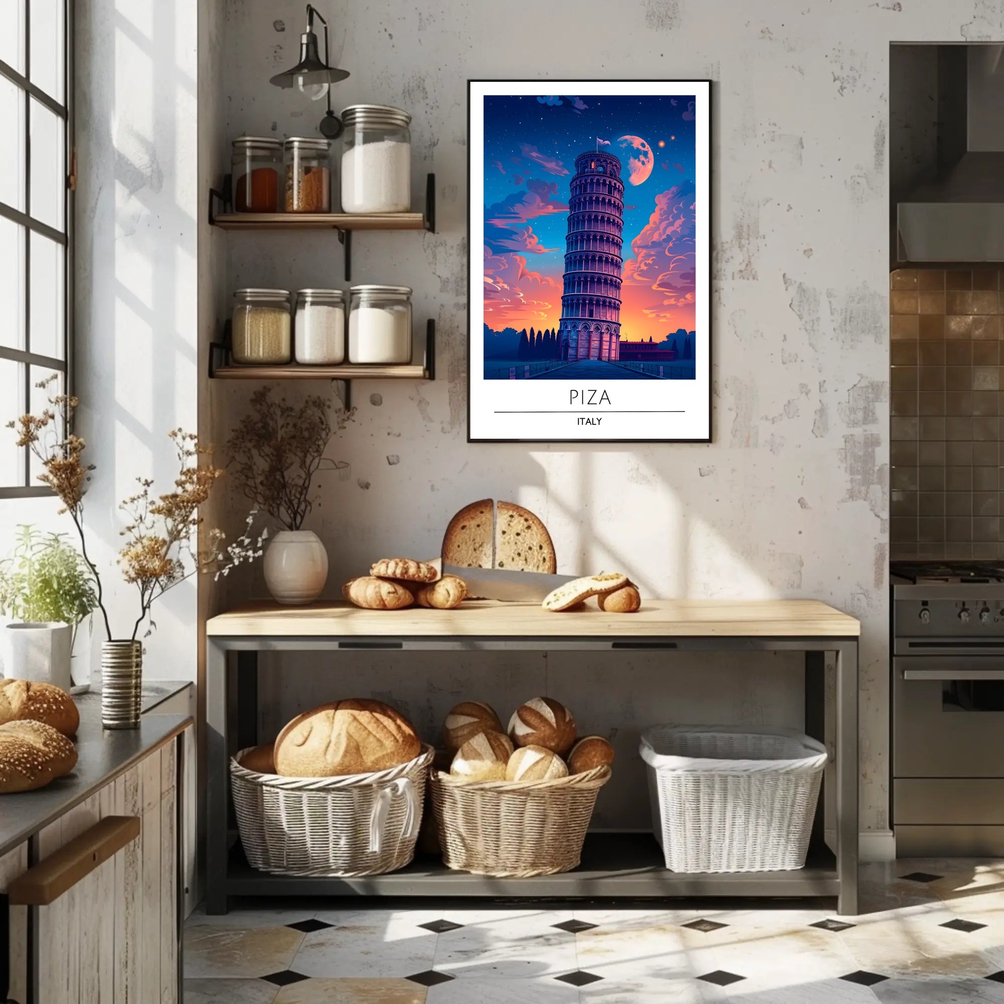 Leaning Tower of Pisa Vibrant Art Travel Poster