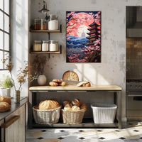 Japanese Pagoda and Sakura Harmony Cultural or Heritage Poster