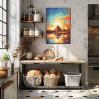 Artistic Reflection of Egyptian Pyramids in Travel Poster