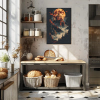 Mystical Castle and Dragons Fantasy Art Poster PosterGoat