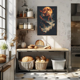 Mystical Castle and Dragons Fantasy Art Poster PosterGoat