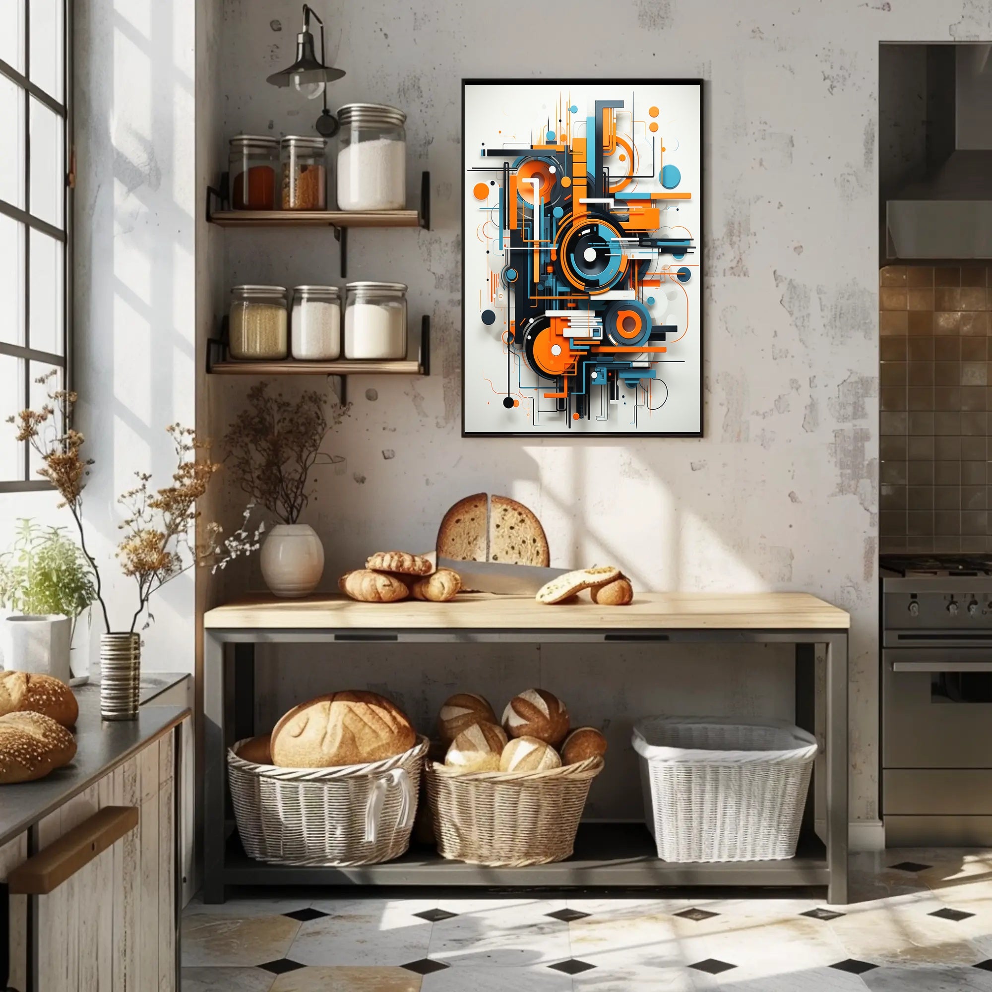 Geometric Energy Burst Modern Abstract Artistic Poster