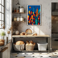 Vibrant NYC Skyline Poster For Urban Art Lovers Geometric