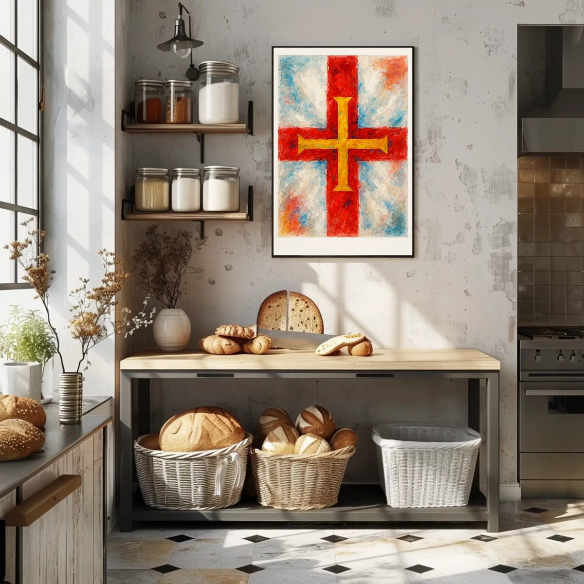 Abstract Cross In Watercolor Abstract Poster