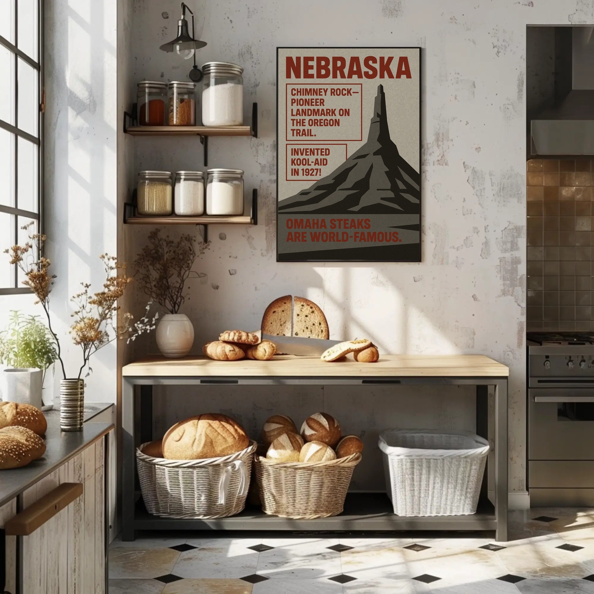 Nebraska Highlights Wall Art Print Decor PosterGoat