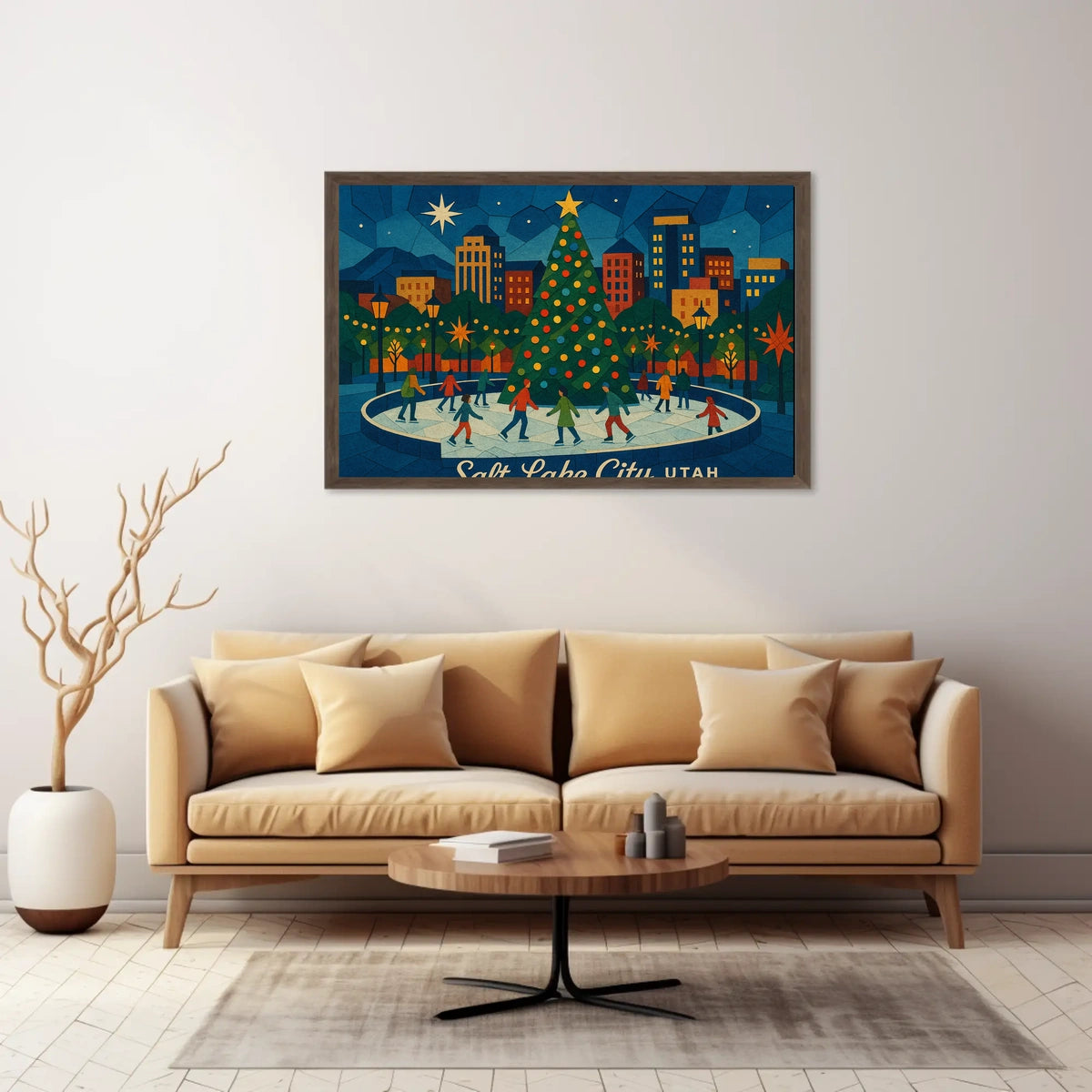 Holiday Skating Salt Lake City Festive Impressionism Poster