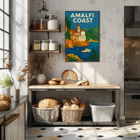 Amalfi Coast Travel Poster for Coastal Decor Wall Art
