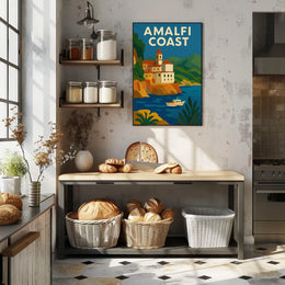 Amalfi Coast Travel Poster for Coastal Decor Wall Art