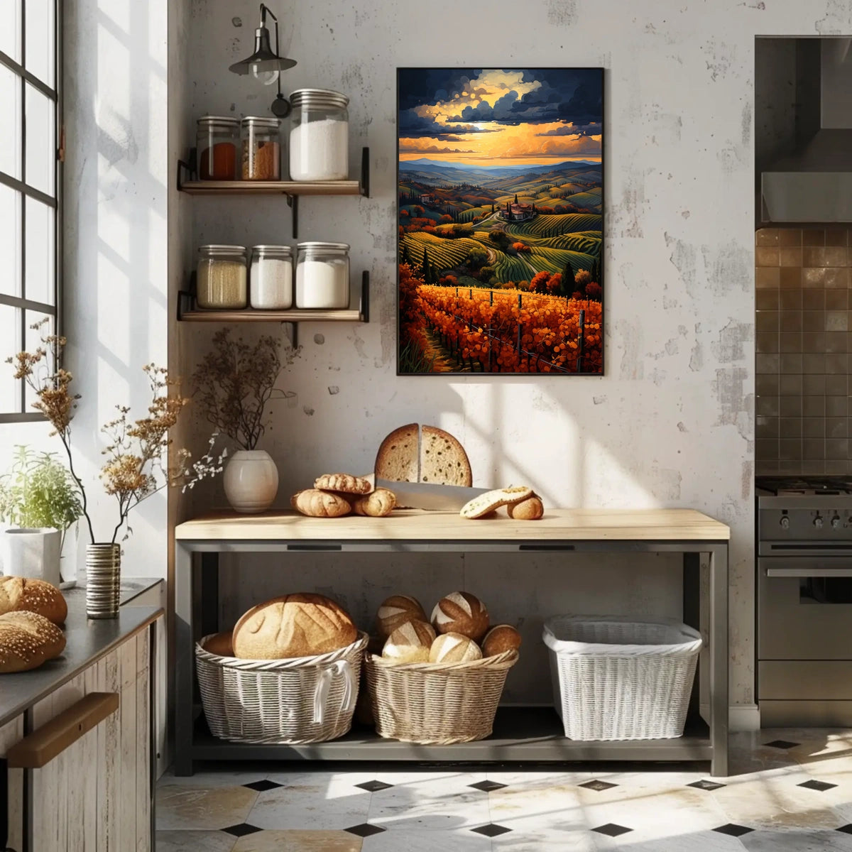 Vibrant Tuscan Countryside Landscape Artistic Poster