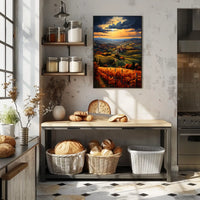 Vibrant Tuscan Countryside Landscape Artistic Poster