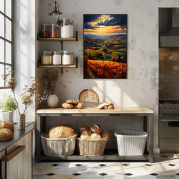 Vibrant Tuscan Countryside Landscape Artistic Poster