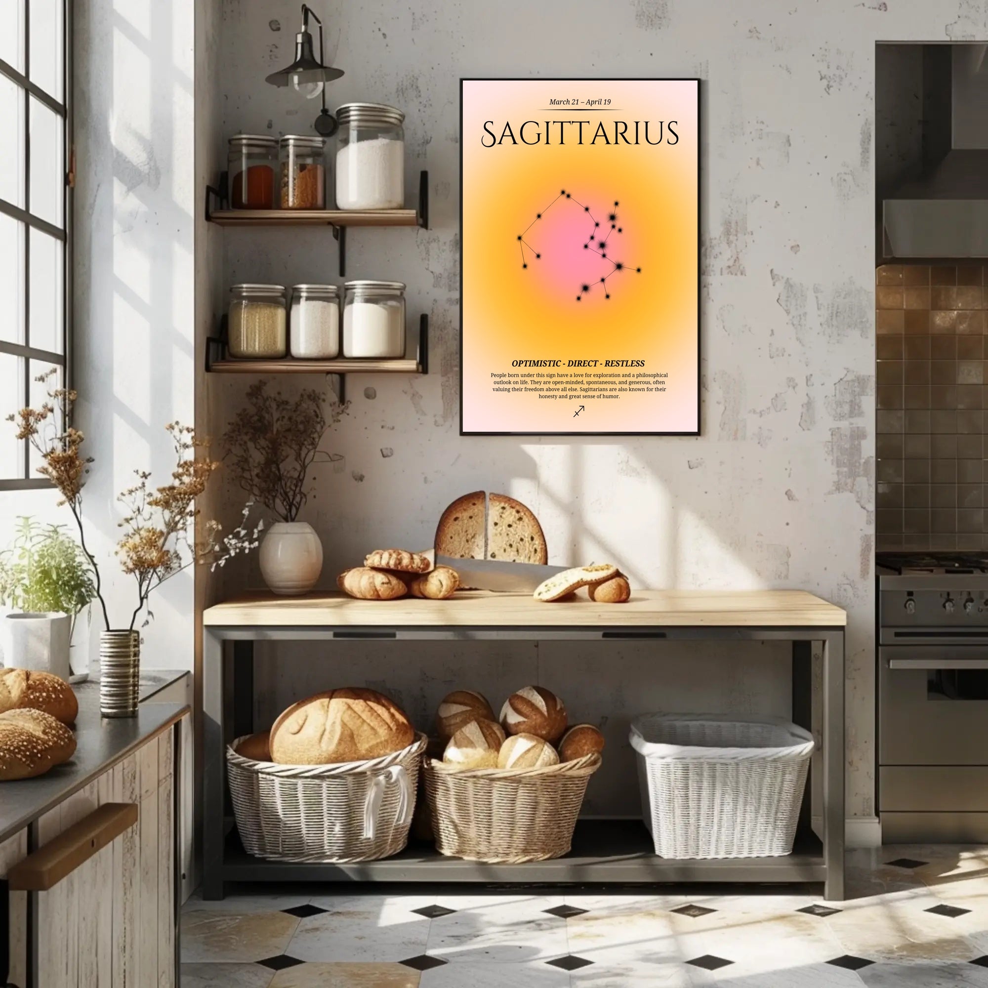 Sagittarius Zodiac Constellation Minimalist Art Print PosterGoat