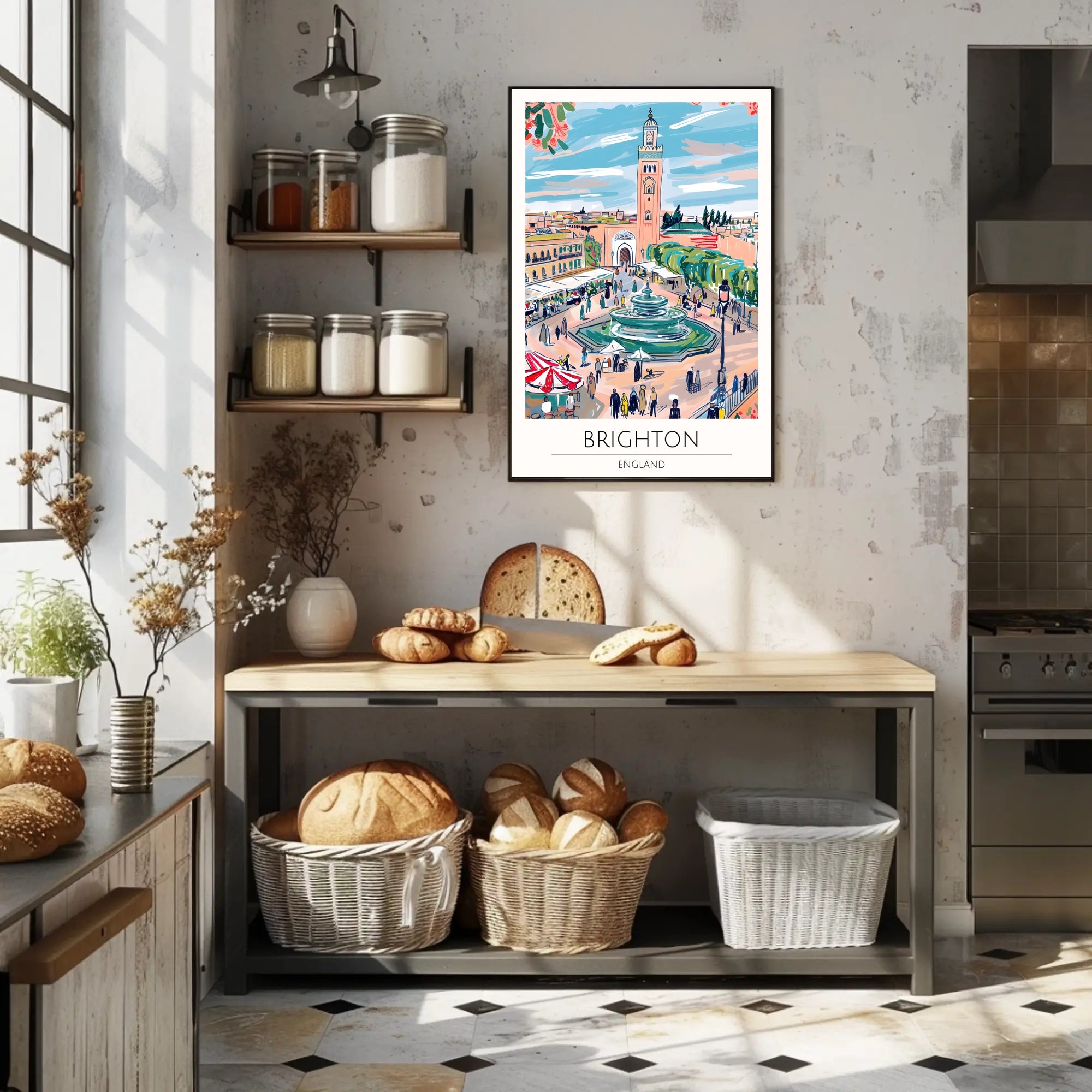 Vibrant Brighton Scene Poster PosterGoat
