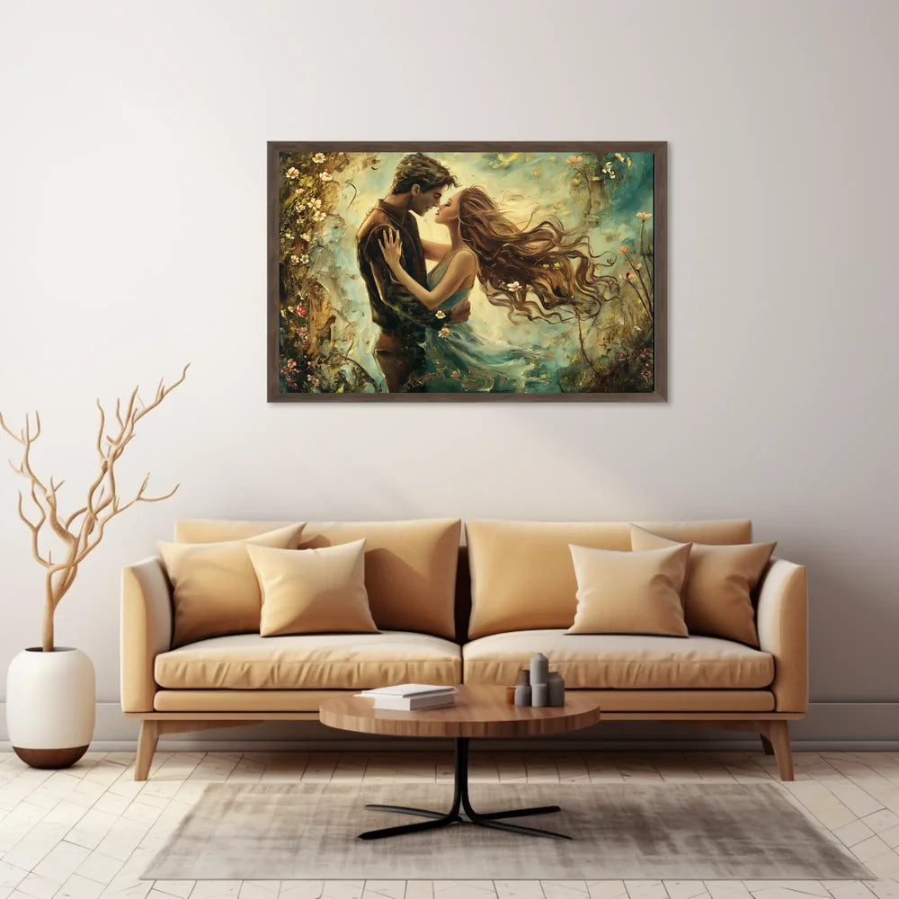 Romantic Embrace: Impressionistic Floral Fantasy Poster