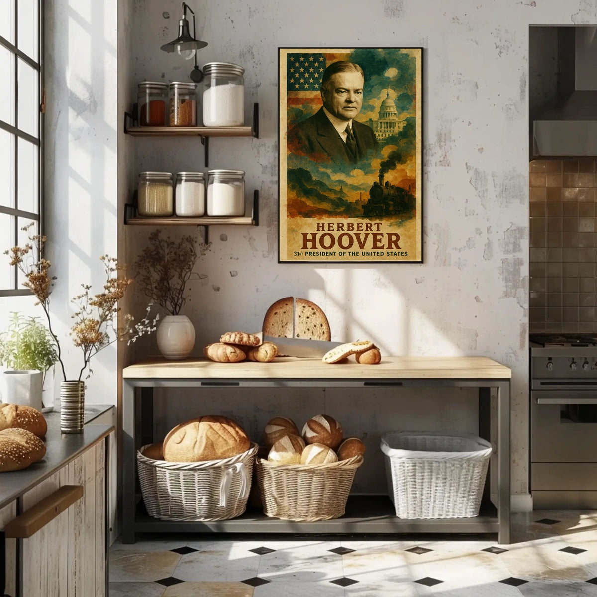 Herbert Hoover 31st President of the United States Layered Digital Collage Poster