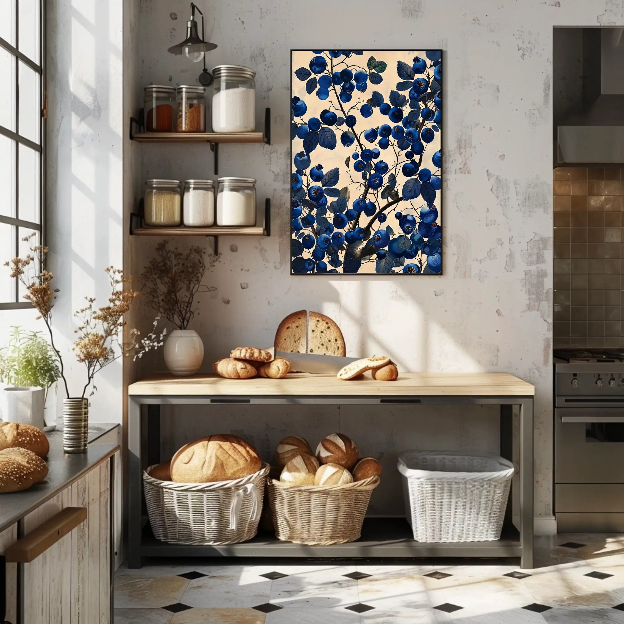 Blueberry Botanical Illustration Wall Art