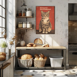 Domestic Non Pedigreed Cat Portrait Realistic Style Poster