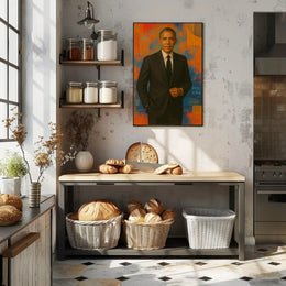 Person in Suit with Abstract Geometric Art Poster