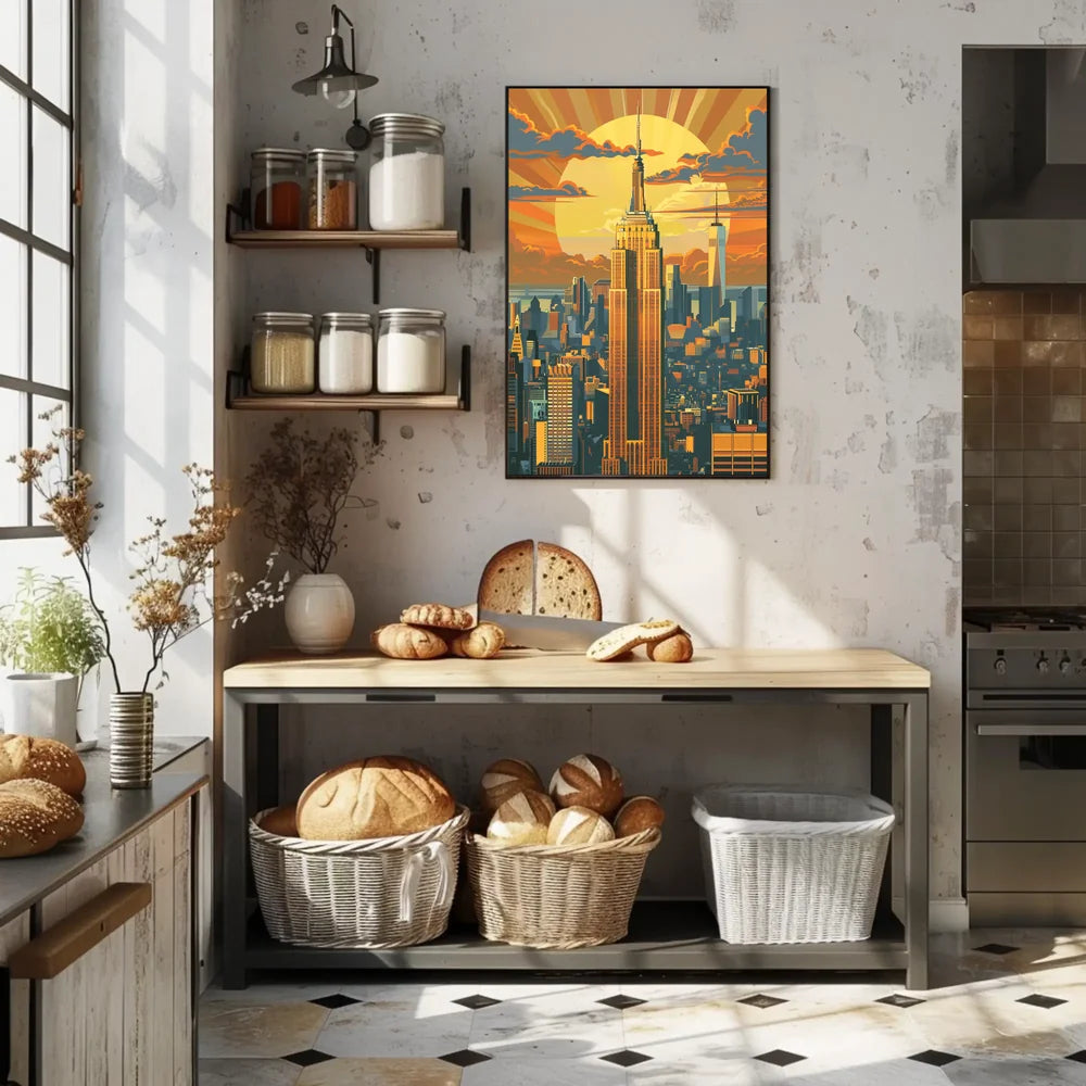 New York Skyline Retro Travel Poster Art Print