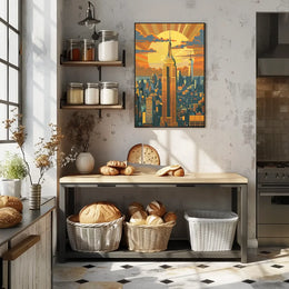 New York Skyline Retro Travel Poster Art Print