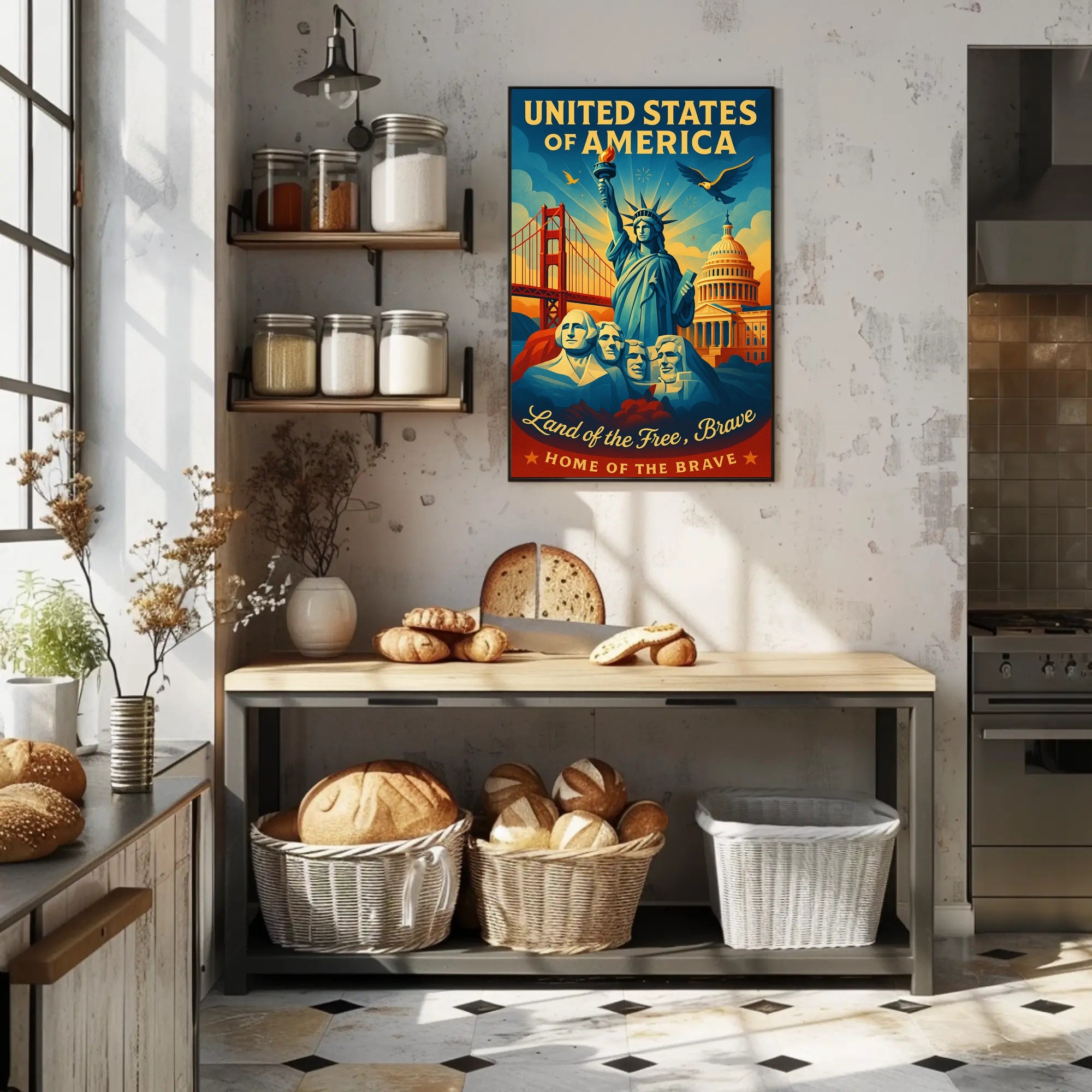 United States of America Land of the Free Poster PosterGoat