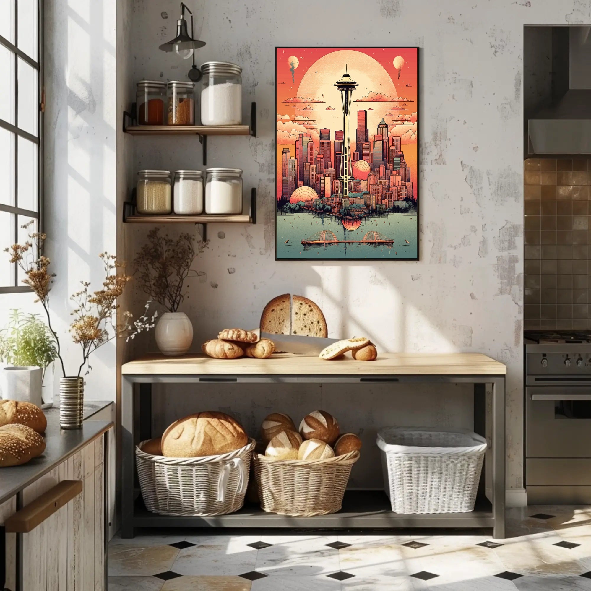 Surreal Seattle Skyline Poster