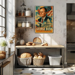 George H. W. Bush 41st President of the United States Layered Digital Collage Poster