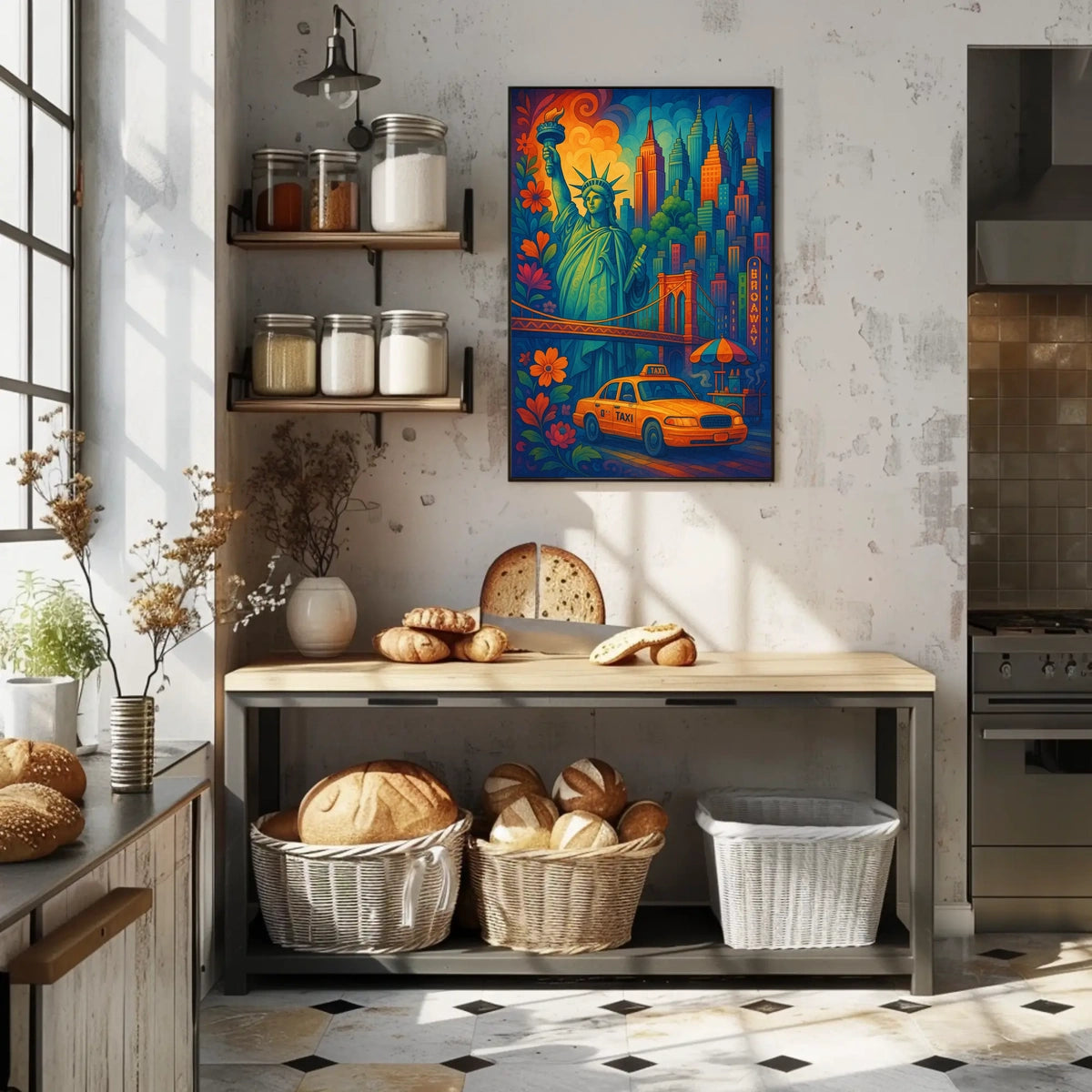 New York City Skyline Iconic Poster Modern Wall Art