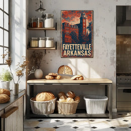 Fayetteville Vintage Travel Architecture Patriotic Poster