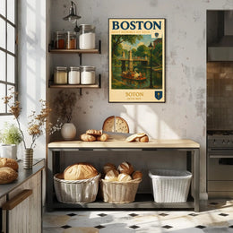 Boston Swan Boats Vintage Travel Poster