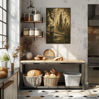 New York City Skyline Landmarks Poster Vintage Wall Art