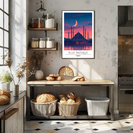 Blue Mosque Twilight Silhouette Cultural or Heritage Poster