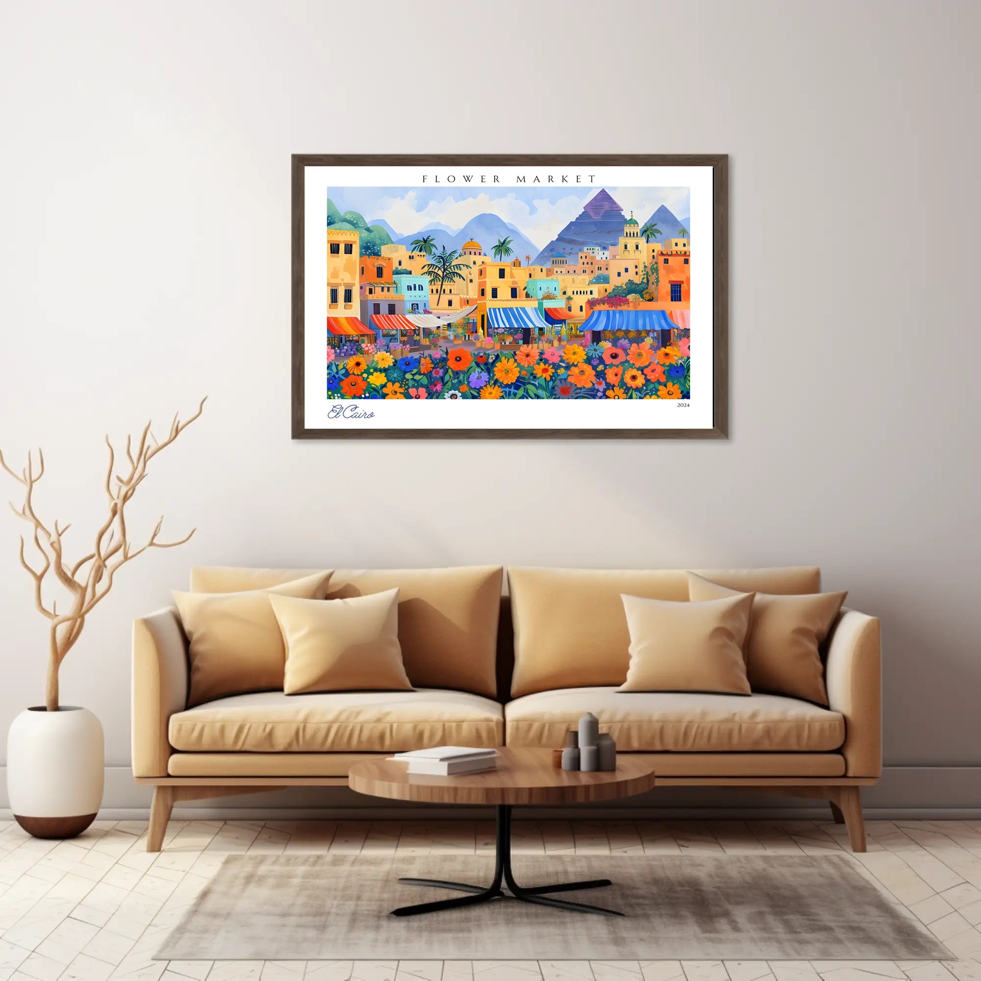 Vibrant Flower Market in El Cairo Poster PosterGoat