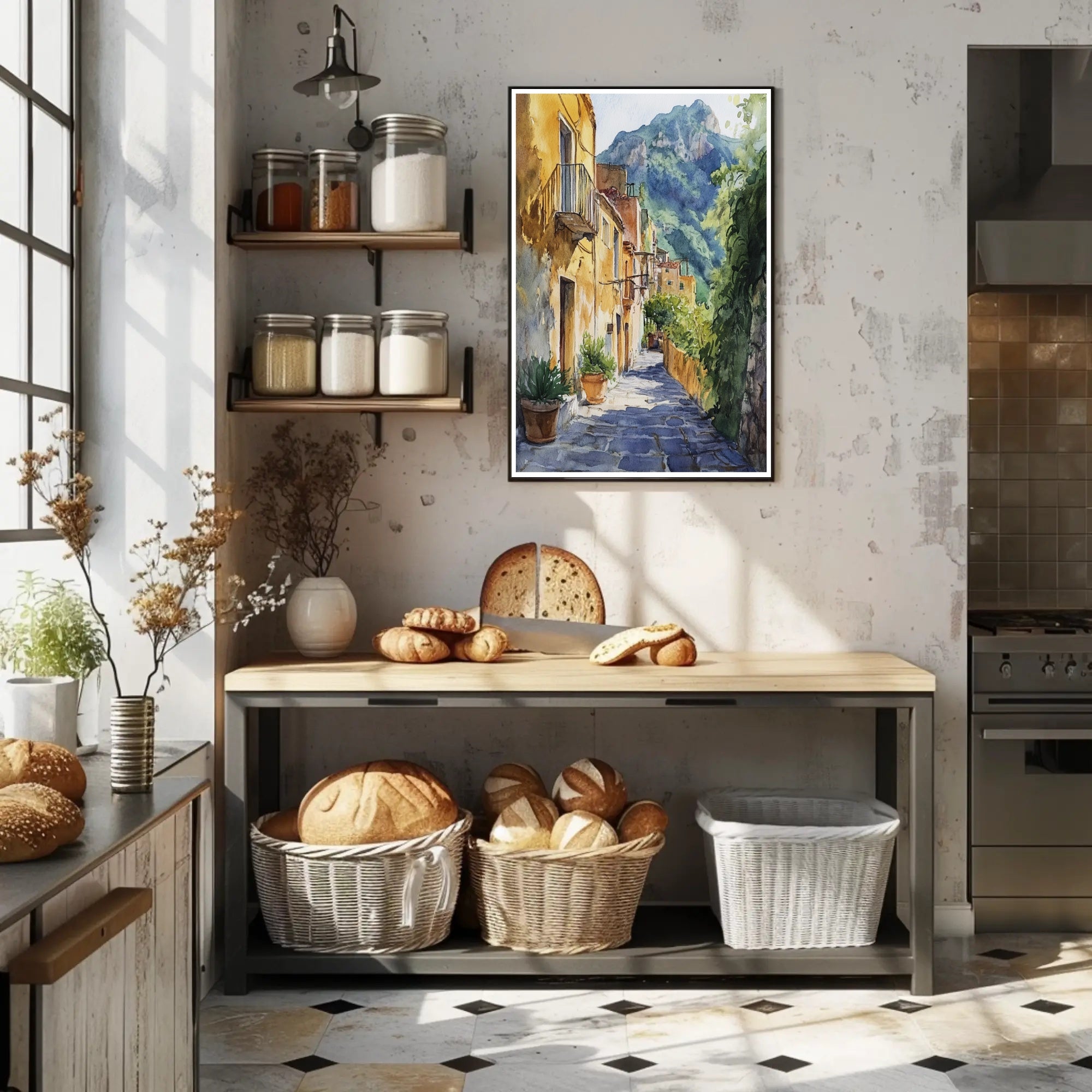 Serene Italian Village Scene Poster PosterGoat