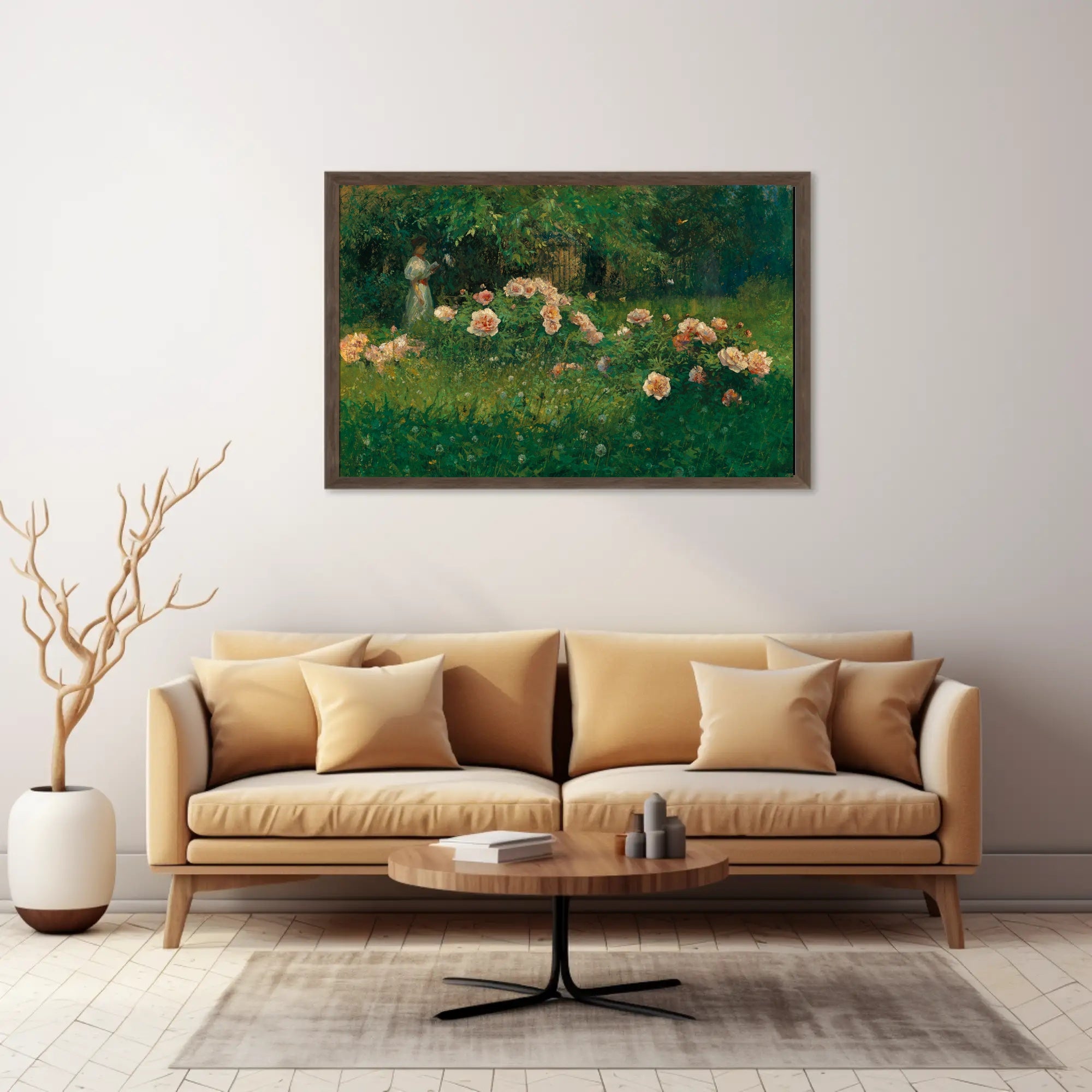 Woman in a Garden of Roses Poster