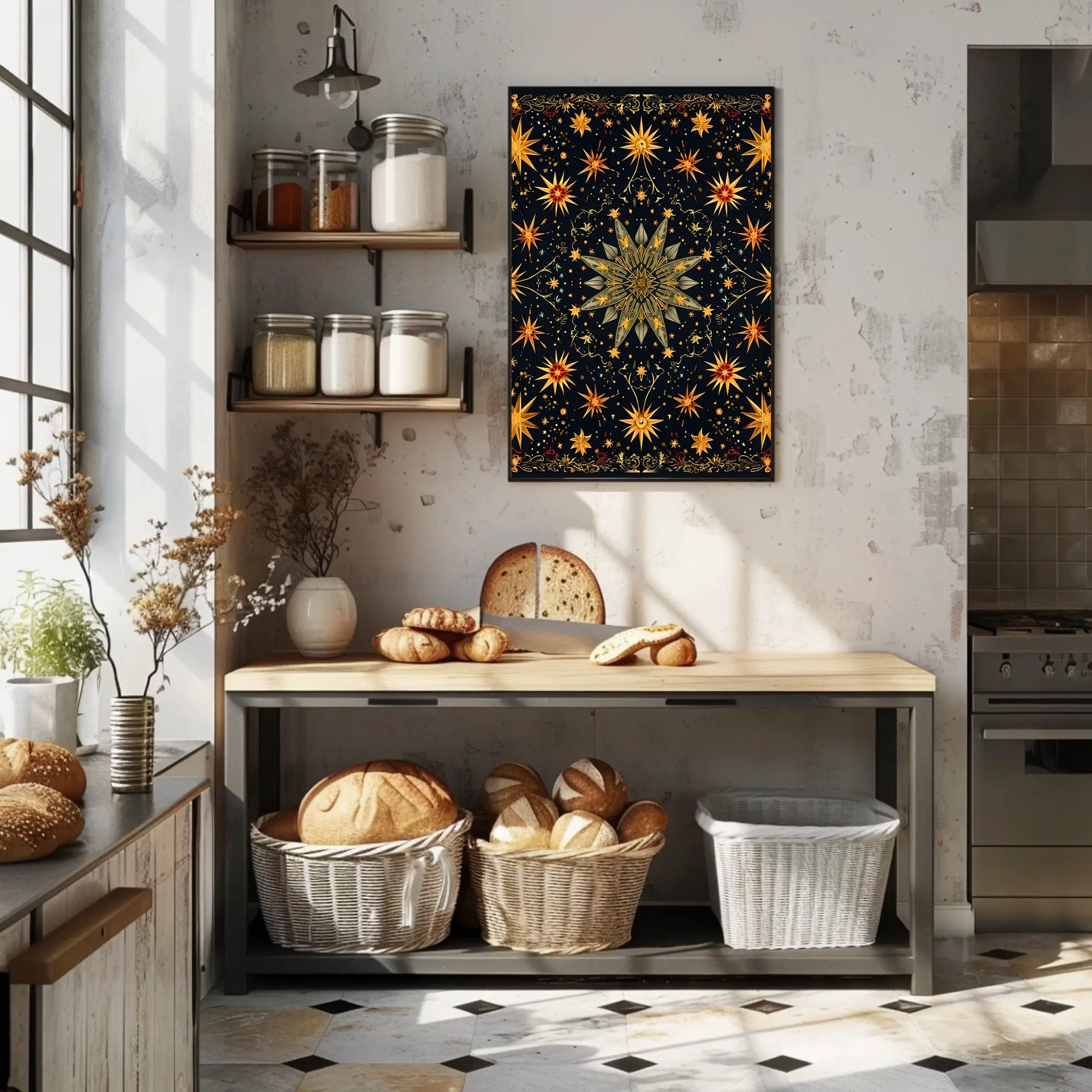 Celestial Starburst Abstract Art Poster