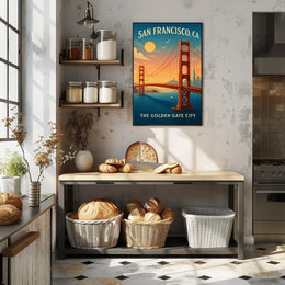 Golden Gate Bridge Vintage Travel Poster Art