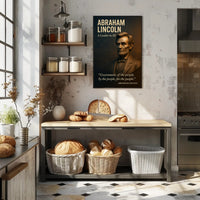 Abraham Lincoln 3D Portrait with Patriotic Quote Historical Poster PosterGoat