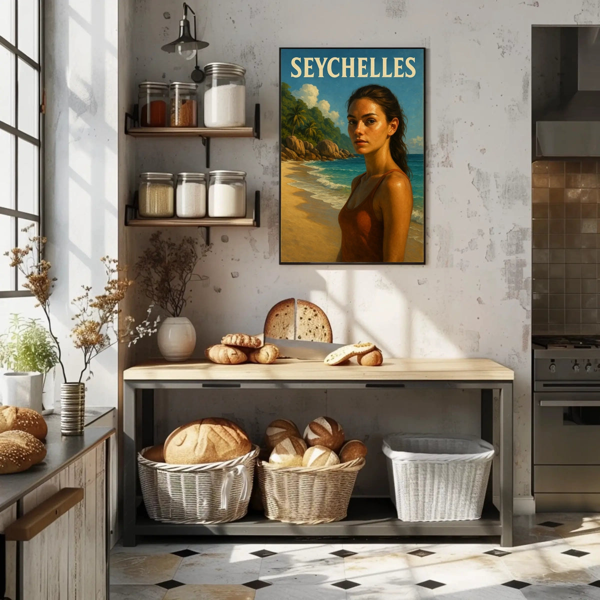 Seychelles Beach Scene Poster