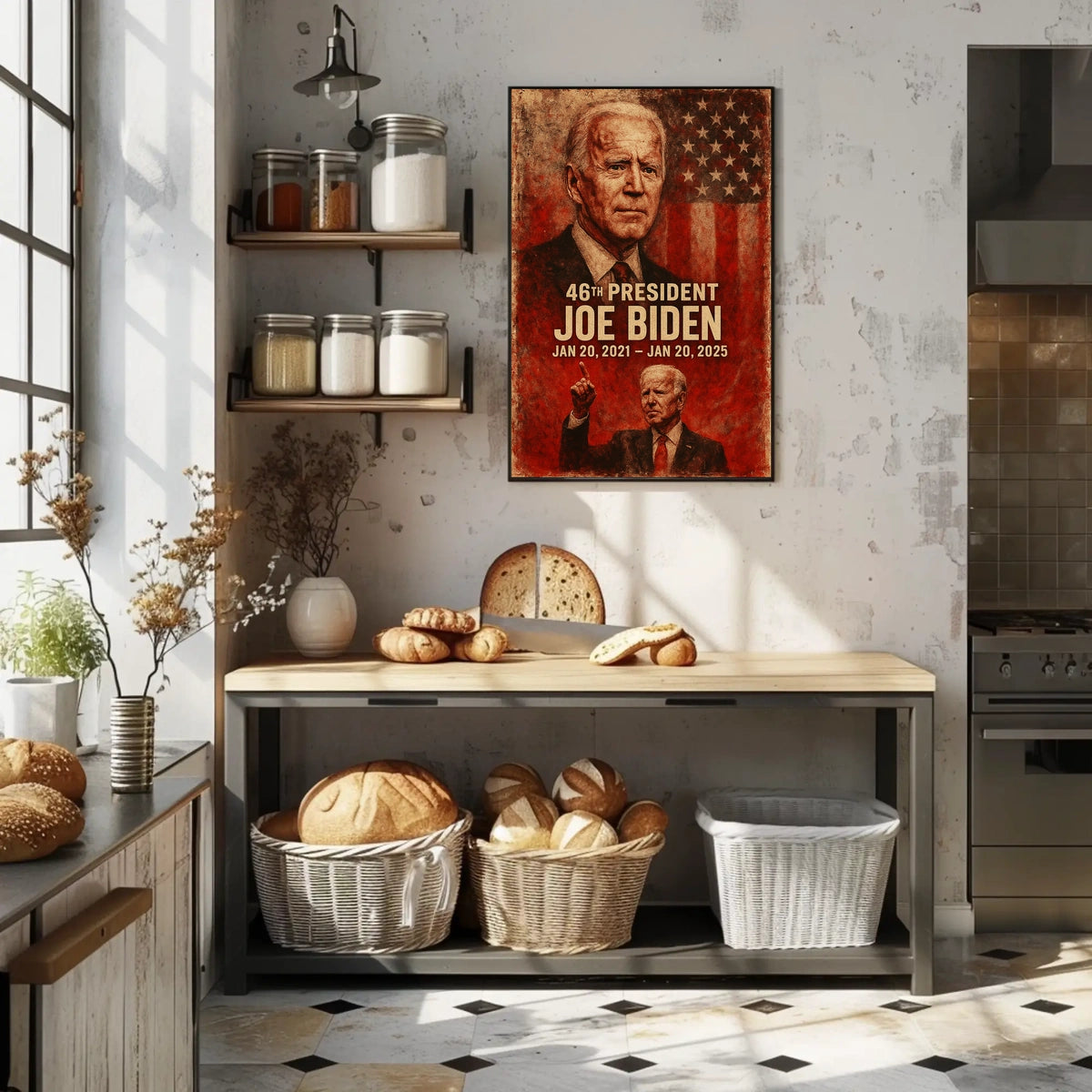Joe Biden 46th President Digital Painting Patriotic Washington DC Portrait Realism Poster