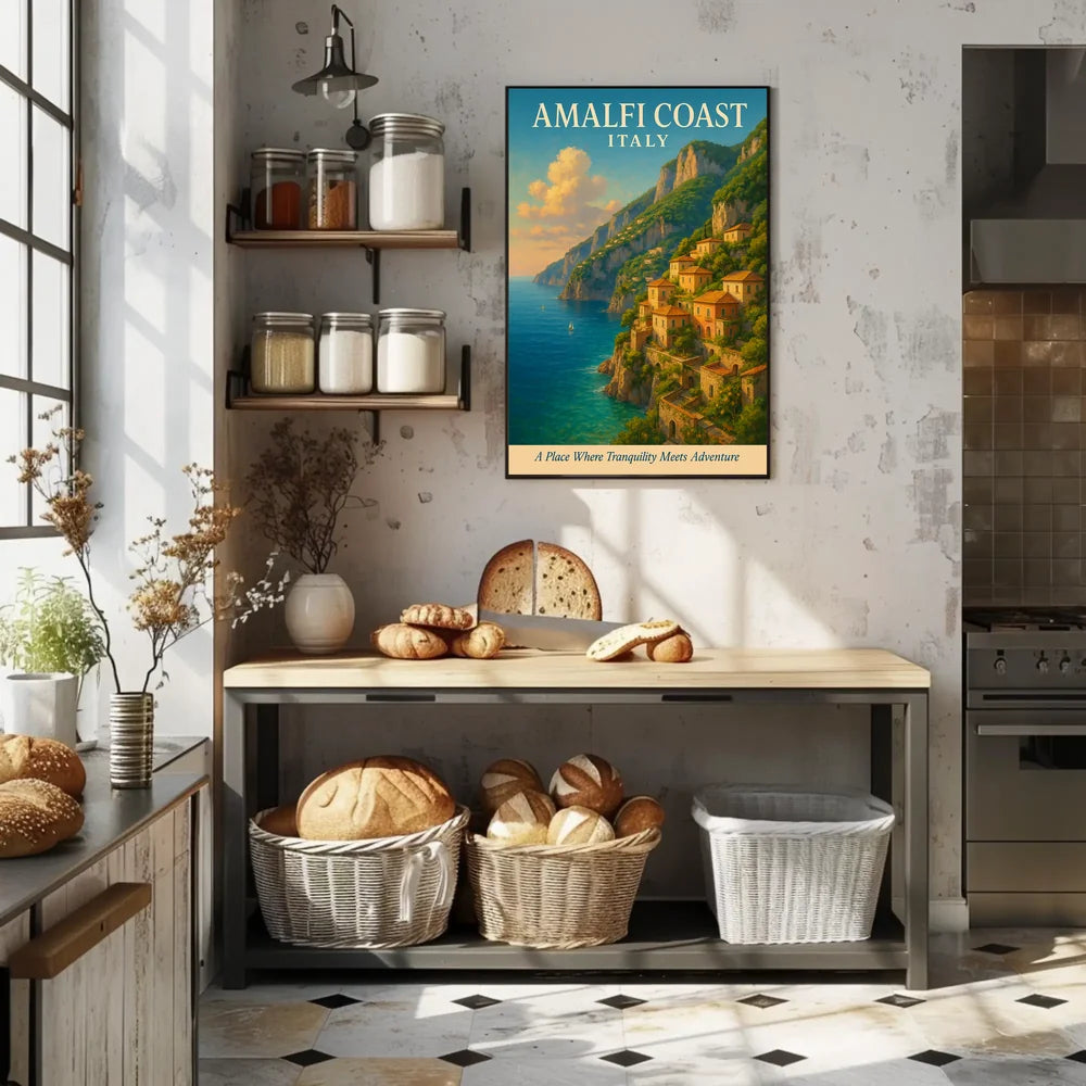 Amalfi Coast Italy Travel Destination Poster