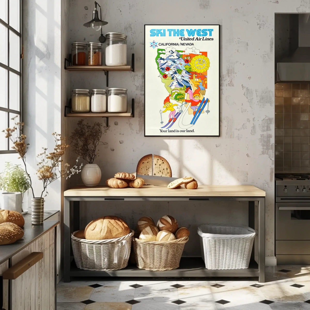 Ski The West United Air Lines Poster