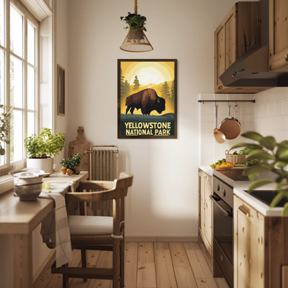 Yellowstone National Park Bison Vintage Poster