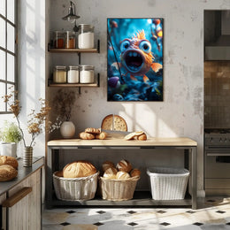 Whimsical Goldfish Adventure Cartoon Animal Poster