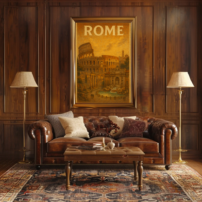 Rome Colosseum Trevi Fountain Travel Poster