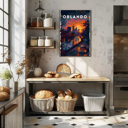 Orlando Sunset Skyline Poster