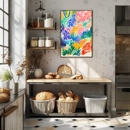 Vibrant Abstract Garden Scene Modern Art Poster