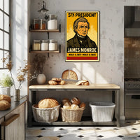 James Monroe 5th President of the United States Inked Comic Style Poster