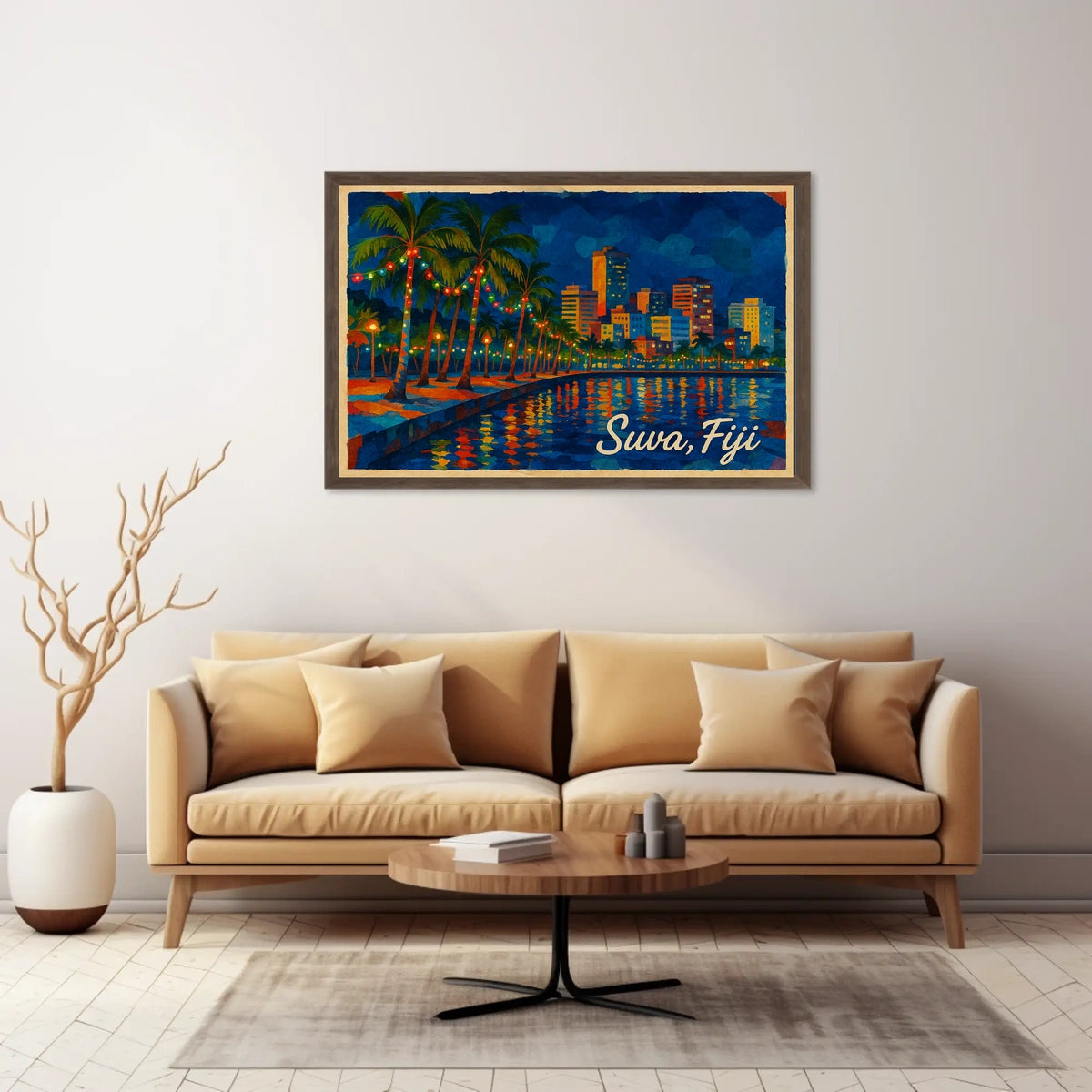 Suva, Fiji Nighttime Cityscape Poster